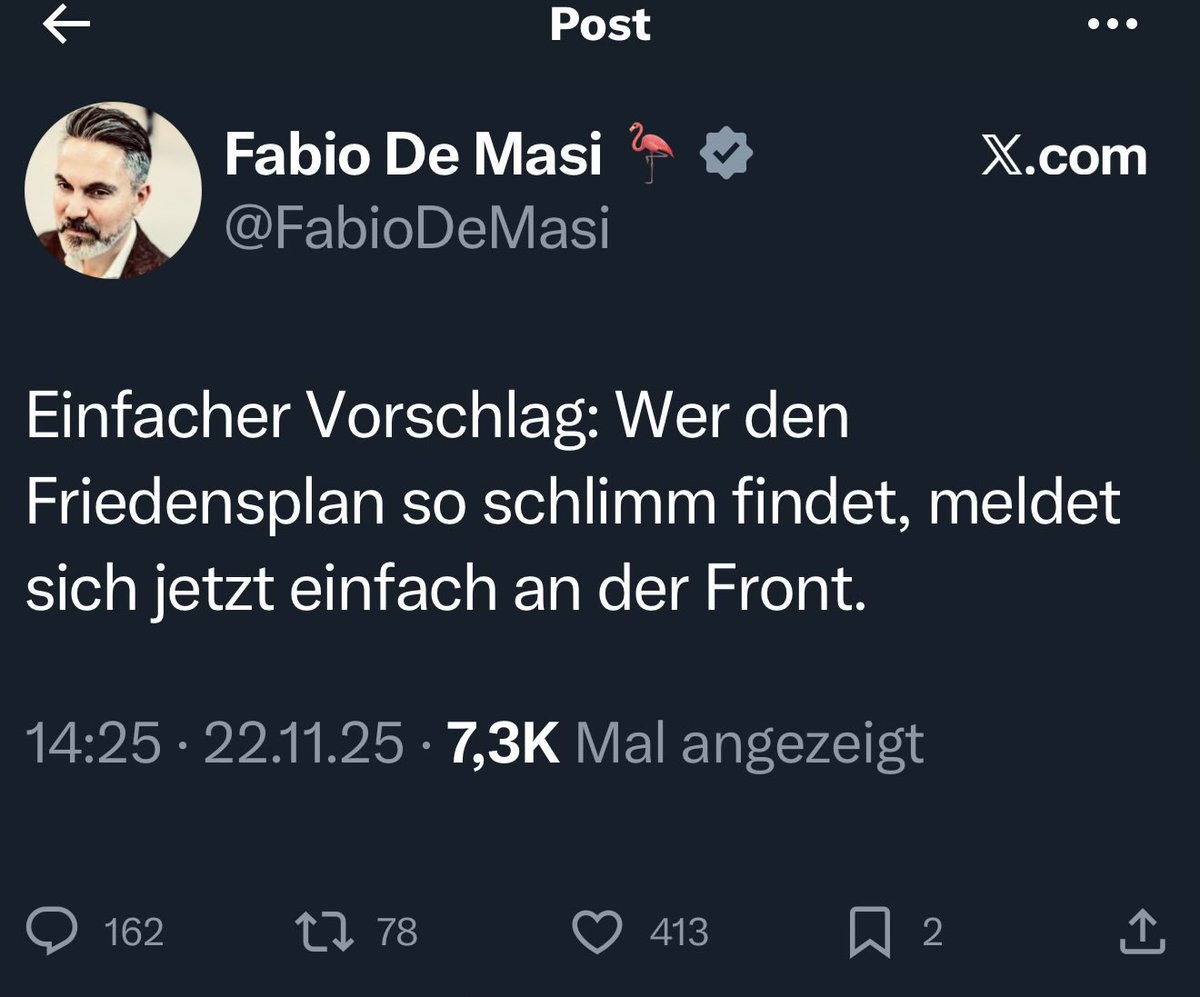 Jetzt mal völlig unabhängig davon, WER diese Aussage getätigt hat, inhaltlich teile ich das komplett. Wer Krieg befürwortet, muss bereit sein auch selbst aktiv Krieg zu führen. Nur immer andere sterben lassen zu wollen halte ich für abartig. Wie seht Ihr das?