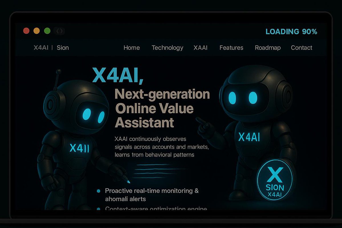 Meet X4AII, the one making this screen come alive. 🤖✨
Our SION × X4AI page is almost live – X4AII is still writing the last lines, wiring the signals and tuning the value engine in the background. While it says LOADING…, the system is already learning, monitoring and getting