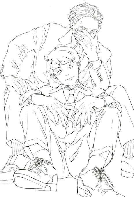 初めてしっかりBがLする本を描いてるんですけど表紙からもう馬鹿みたいに楽しいですね…… 