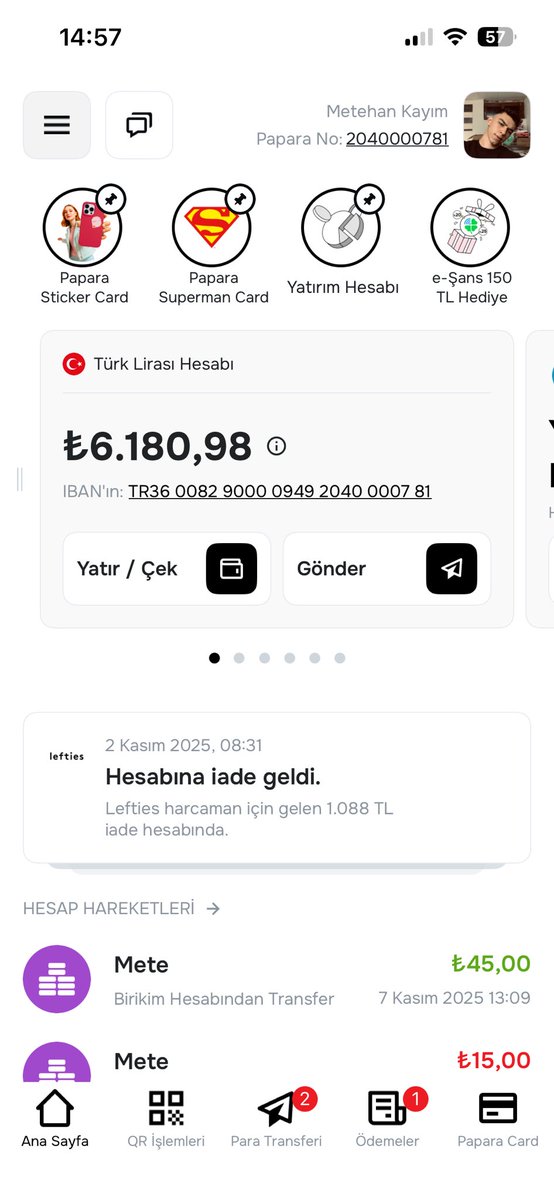 Burdasın ama dokunamıyorum çok saçma içim gidiyor… #papara #MerkezBankası