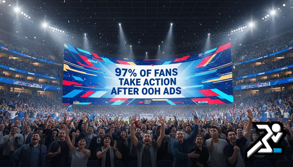 SportsMedianet_'s tweet image. The stats are in! 97% of sports fans take action after seeing OOH ads. When your brand shows up on vivid stadium signage, you drive real results. Ready to get in the game? Any Sport. Any Venue. Any Time. #Benchmarks #SportsMarketing #OOHSports #AnySportAnyVenueAnyTime