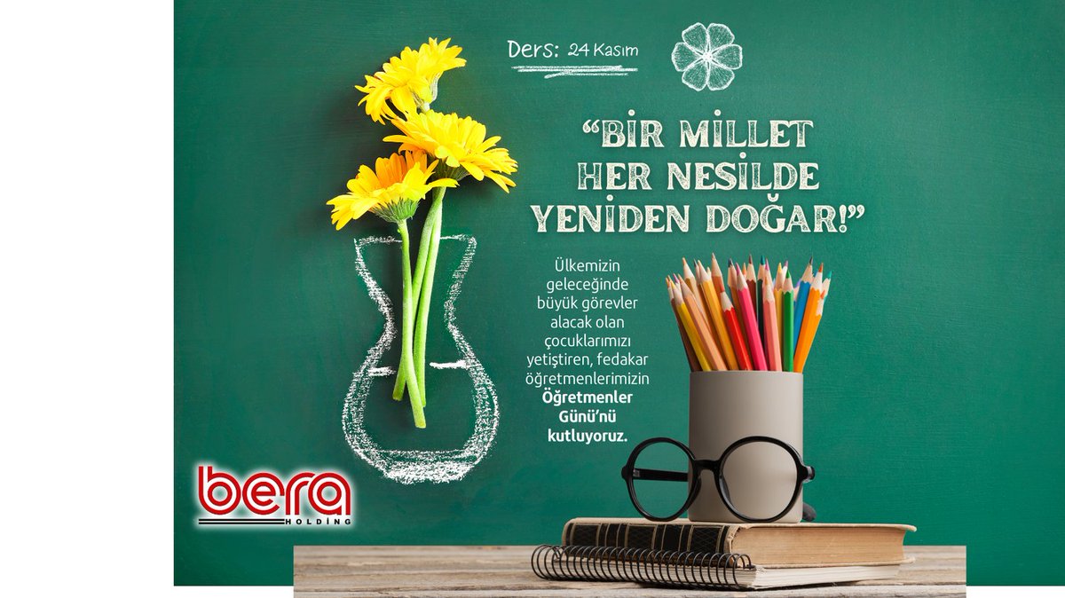“Bir millet her nesilde yeniden doğar!”

Ülkemizin geleceğinde büyük görevler alacak olan çocuklarımızı yetiştiren, fedakar öğretmenlerimizin Öğretmenler Günü’nü kutluyoruz.

#BeraHolding #Bera #24kasımöğretmenlergünü #öğretmenlergünü