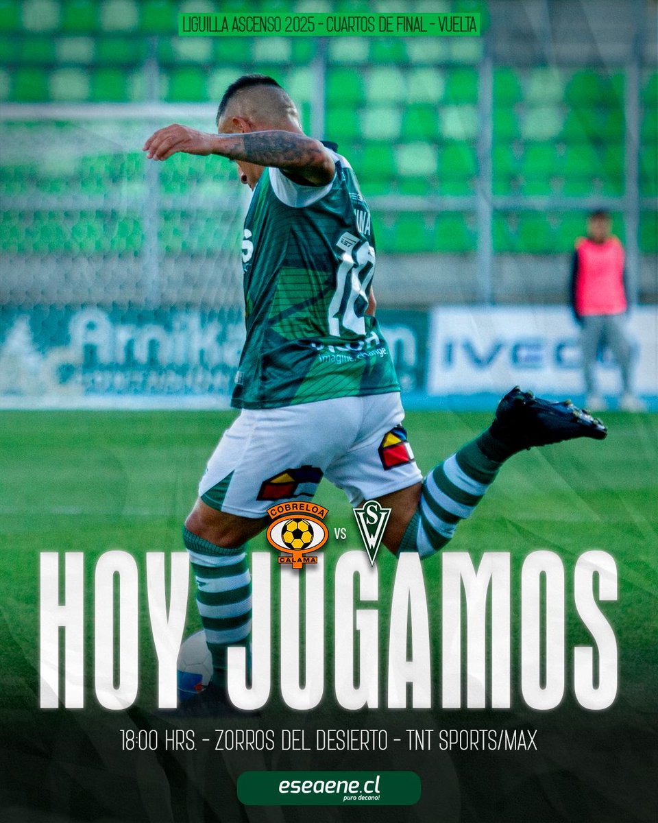 eseaenecl's tweet photo. Con todo para pasar de fase ¡No hay excusas!
🇳🇬 ¡Hoy juega Santiago Wanderers!
🏆 Liguilla de Ascenso 2025 - Cuartos de Final Vuelta.
🆚 Cobreloa.
📅 Domingo 23/11.
⌚️ 18 horas.
🏟 Zorros del Desierto.
📡 TNT Sports - Max.
#SWvsCBL #SW2025 #VolveremoSW. https://t.co/FrYnrbcrO3