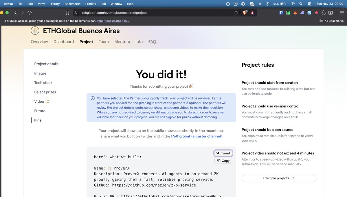 nazeeh's tweet image. submitted the project with one minute to go!
its been hell of a ride!

Here&apos;s what we built btw ethglobal.com/showcase/prove…