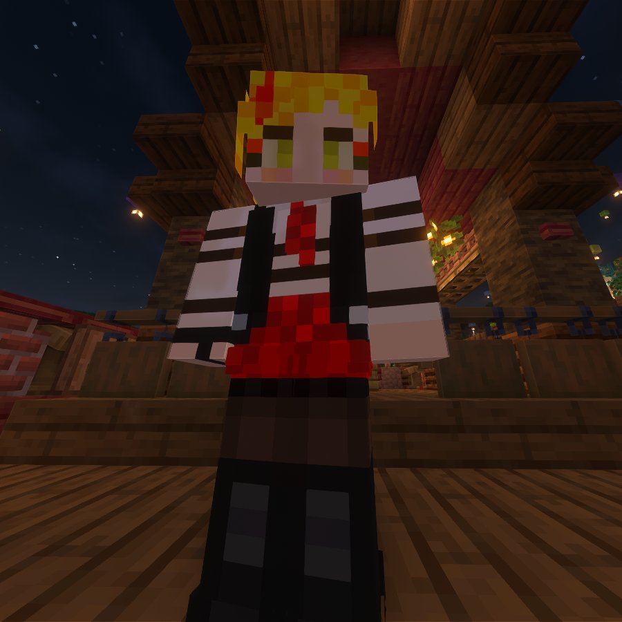 ron_kitahara's tweet image. マイクラのスキン、ずっとVで配信始める前のを使ってたんだけど、今の姿に寄せたデザインでようやく作りなおした！
夜空の観光、これで行きます🥰
#Minecraft #マイクラ