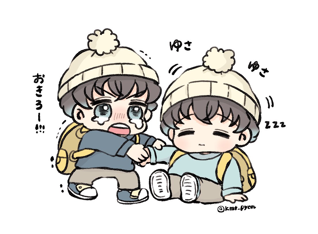 kmt_pyon's tweet image. おつかいの途中で寝ちゃった🈚️と焦る🈶