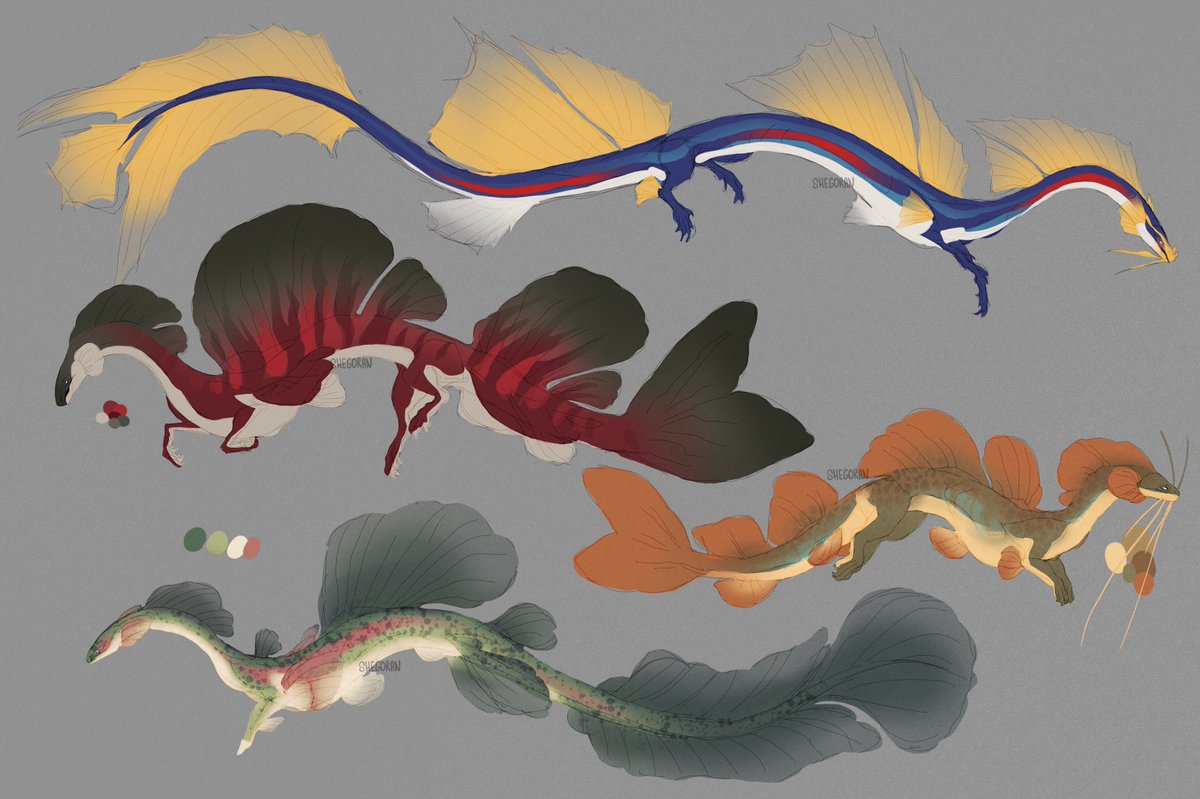 shegoran's tweet image. Sketches of fish creature concept
