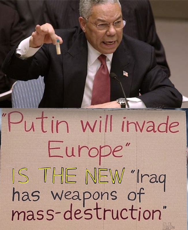 john_van_zeist's tweet image. Does the EU-mafia and the NATO-mafia already have a glass-bottle of &quot;proof&quot; like Colin Powell presented at the UN-meeting in 2003?
(Then it was to justify carpet-bombing Iraq and steal their resources...)