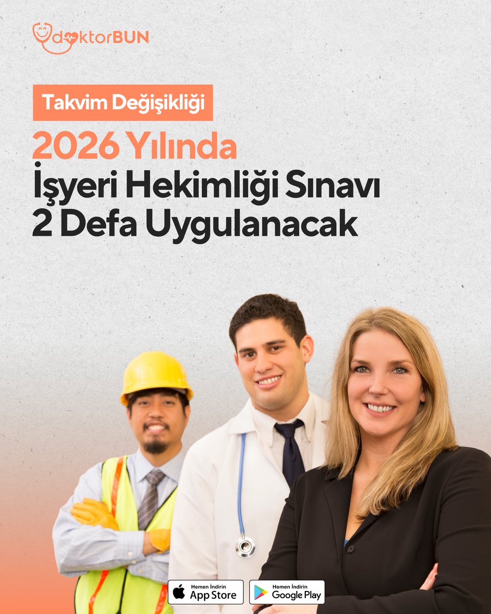DoktorBun's tweet photo. 👷‍♂️ 18 Kasım 2025 tarihinde İSGGM tarafından yapılan duyuruda; 2026 yılında yapılacak İşyeri Hekimliği sınavının ÖSYM tarafından değil de Gazi Üniversitesi (GAZİÖDM) tarafından uygulanacağı açıklandı.

İşyeri Hekimliği sınavının 2026 yılında iki (2) kez uygulanacağı açıklandı. https://t.co/j5HHcUEJ2h