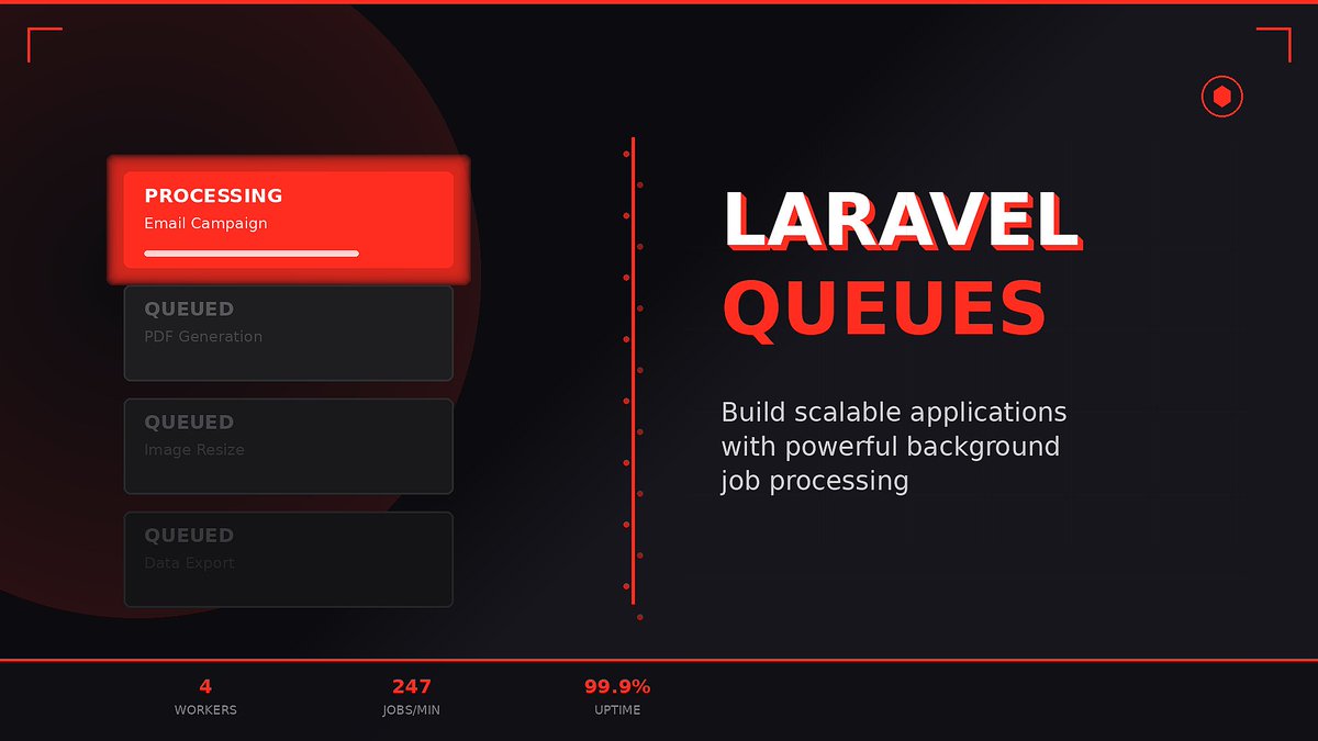 BurtDS's tweet image. Your Laravel app is slow. 🐌  
Not your code. Not your database.  
It&apos;s your queues.  

Just wrote a guide on: 
⚡ Background job processing 
🚀 Scaling to 100k jobs 
💪 Real production patterns  

Stop blocking your main thread 👇 (link in subtweet)  

#laravel #php #queues