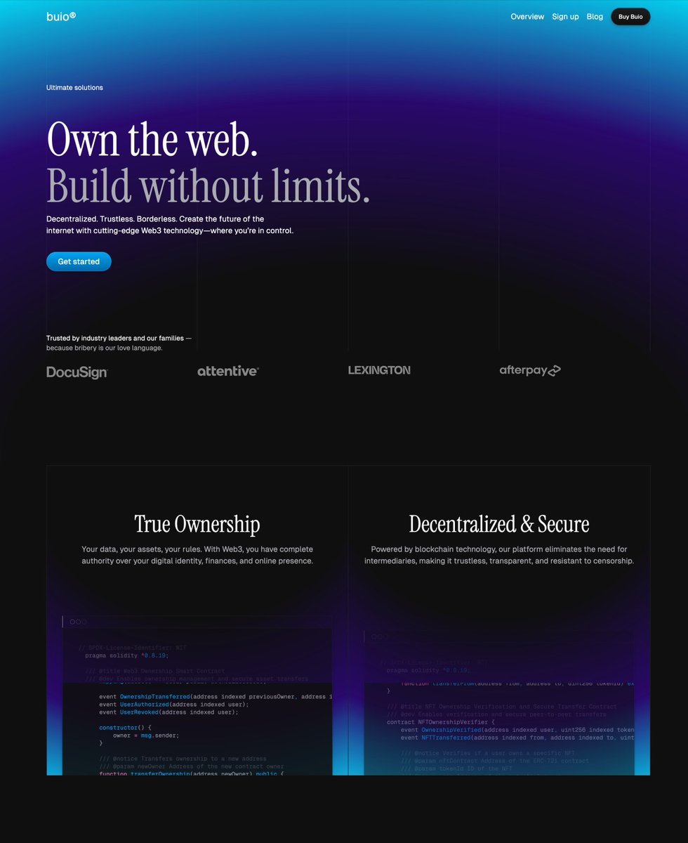 lexingtonthemes's tweet image. Buio — An Astro &amp;amp; Tailwind CSS web3 template — dark, sharp, and built for web3 startups.

Get it at:
lexingtonthemes.com/templates/buio

Take advantage of Black Friday and get the whole bundle at 50% off.