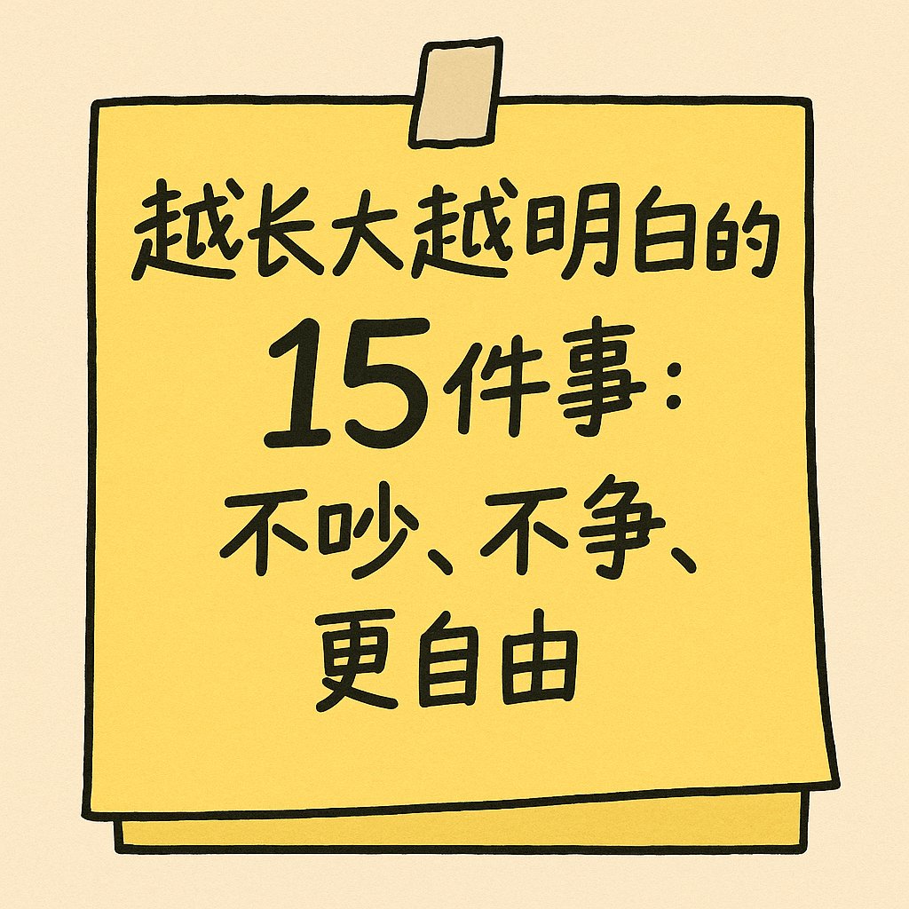 TinaLearning's tweet image. 我越长大越相信的15条底层人生算法

① 真正成熟的人会“光而不耀”
锋芒藏在心里，而不是举在脸上。

② 屏蔽能力 = 能量管理能力
不是所有人、所有情绪都值得回应。

③ 社交高手：热情、大方，但不暴露底牌
会聊天 ≠ 把自己全部交出去。

④ 内向不是问题，但关键时刻要“发声”…