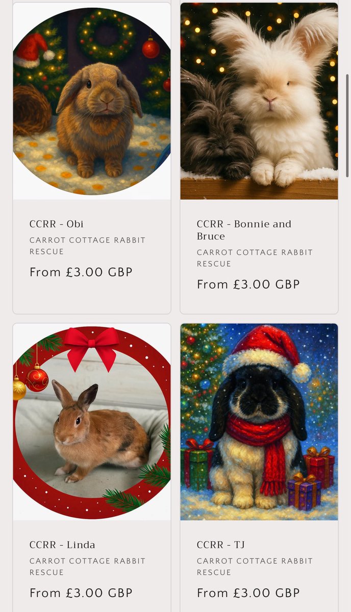 More of your favourite <a href="/carrotcottagerr/">Carrot Cottage Rabbit Rescue</a> Christmas bunnies now available on a range of items … we ship worldwide, message to order 🐰