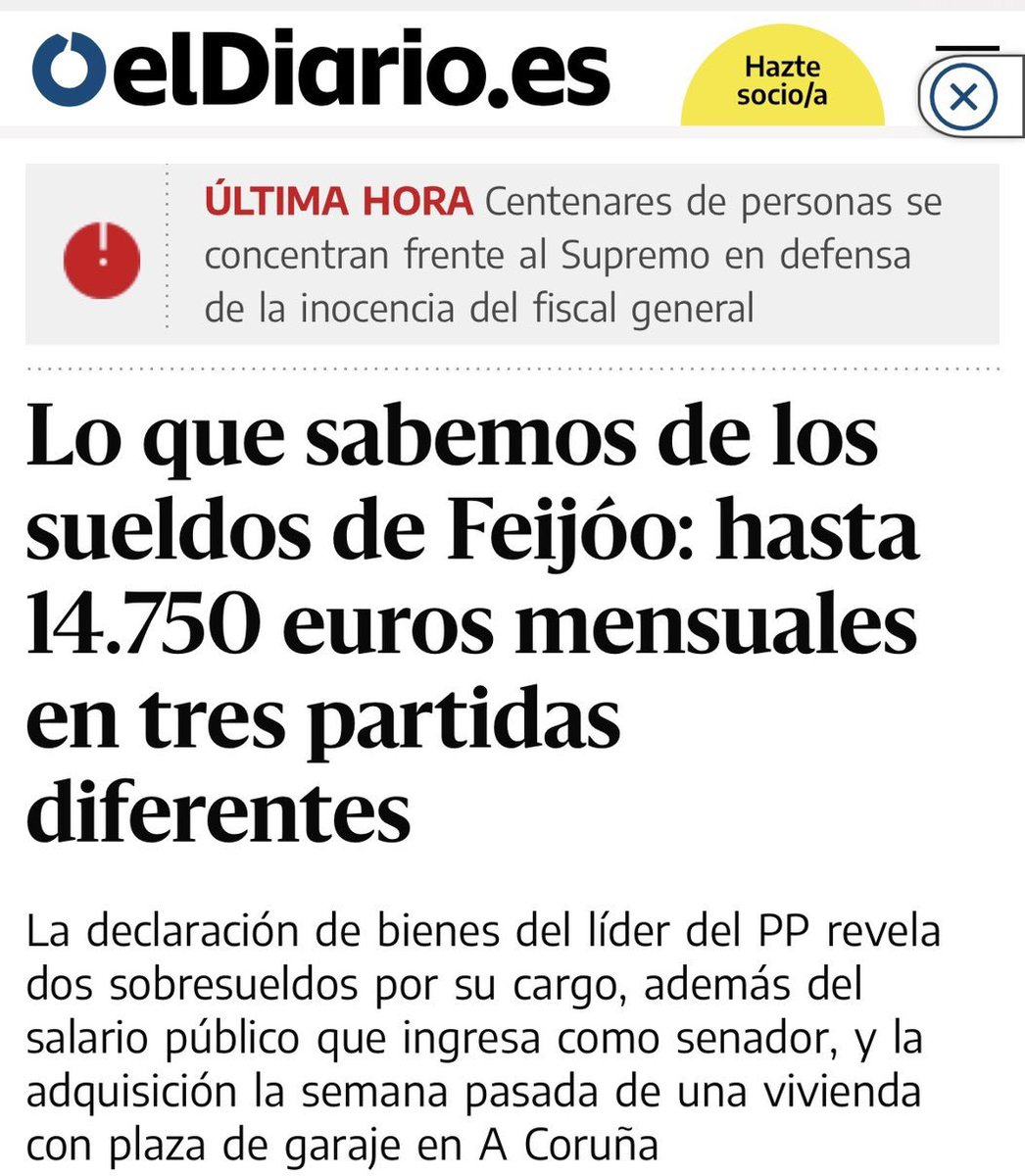 Feijoo te explica desde su sueldo de 15.000 pavetes, que se sepa, cómo poder vivir y llegar a fin de mes. Que no te enteras, pringao.