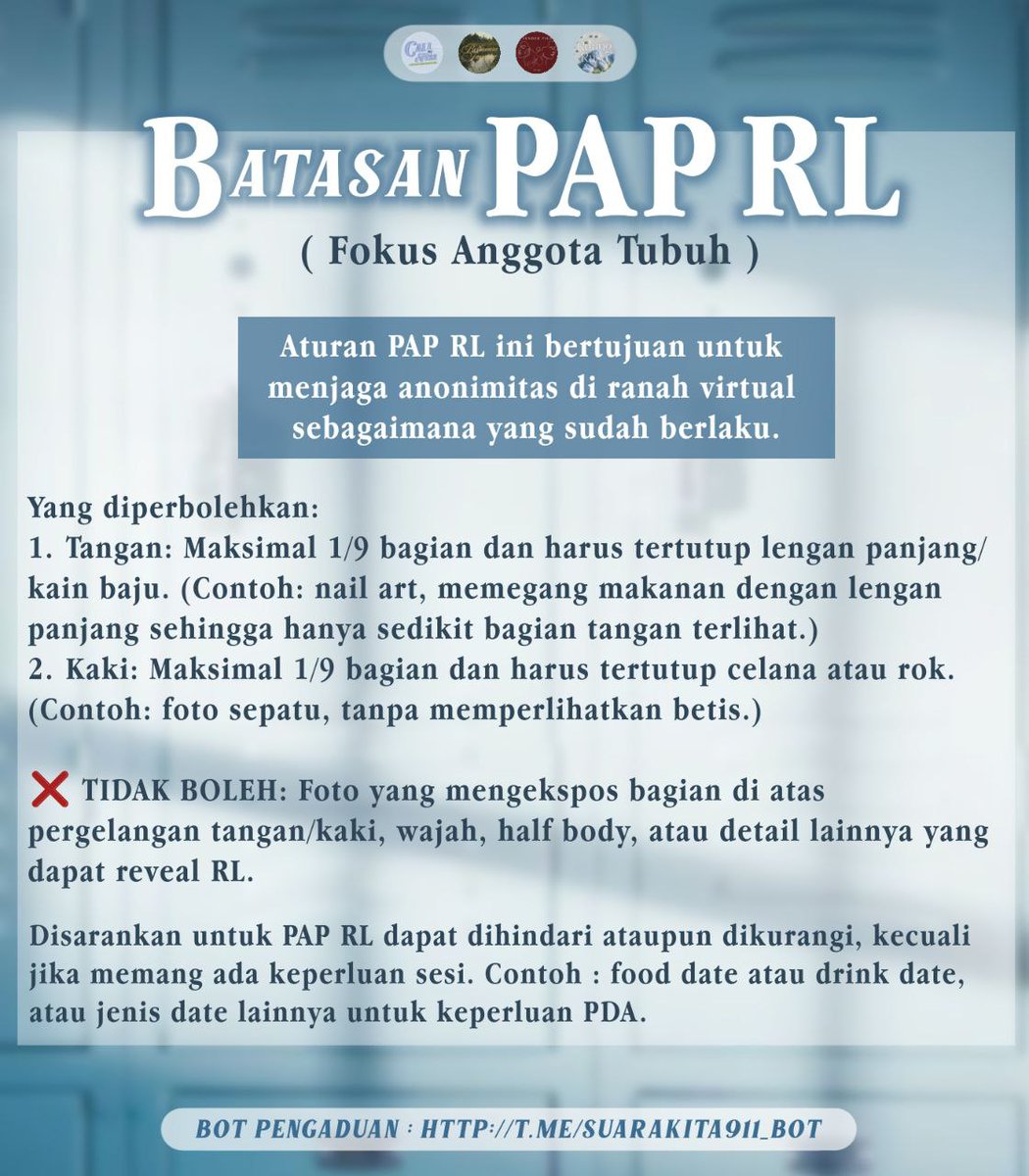 Ringingfess's tweet photo. Berikut kami juga informasikan hasil diskusi kami mengenai batasan PAP RL—baik foto mengenai anggota tubuh serta lingkungan atau situasi tertentu. https://t.co/yK9nGMyt78