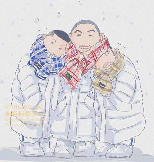 さんずい大好き💕この前の新刊でちょっと描けて幸せ☺️✨

河ァタさんは温っかい、深ﾂさんは寒がりだといいです（妄想滾る