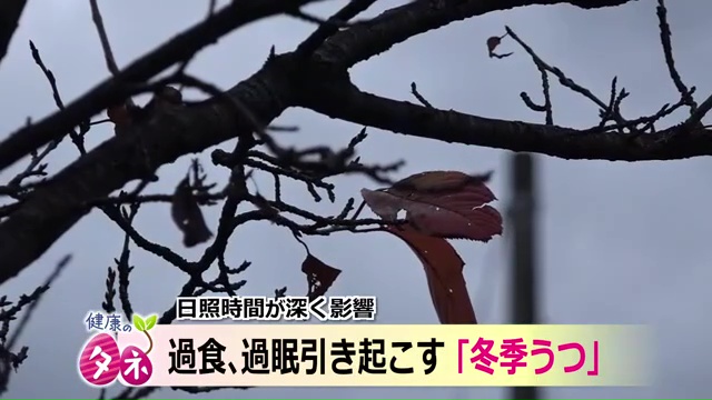 ftbnews8's tweet image. ◥◣11月24日(月)「#newsイット！」◢◤
夕方6時09分から放送

これからの時期に発症が増える「冬季うつ」。
深く関わっているのは日照時間です。
さらに一般的な「うつ」とは違い、食べ過ぎや眠り過ぎといった症状が…
発症のメカニズムや対処法を専門医に聞きました。#健康