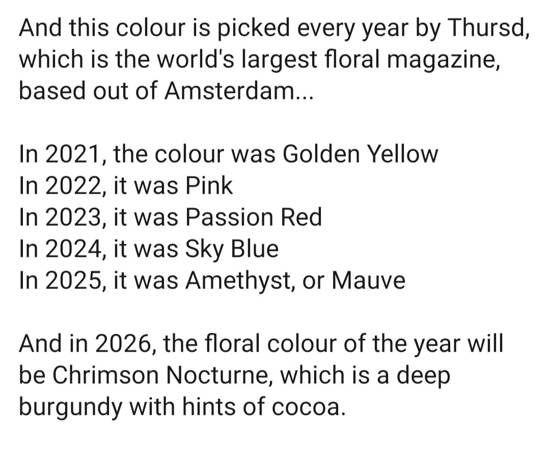Did you know !? 
Which flower 💐🌹🌺🎉🌹🌻 
Color is going to be the color of #2026!!!