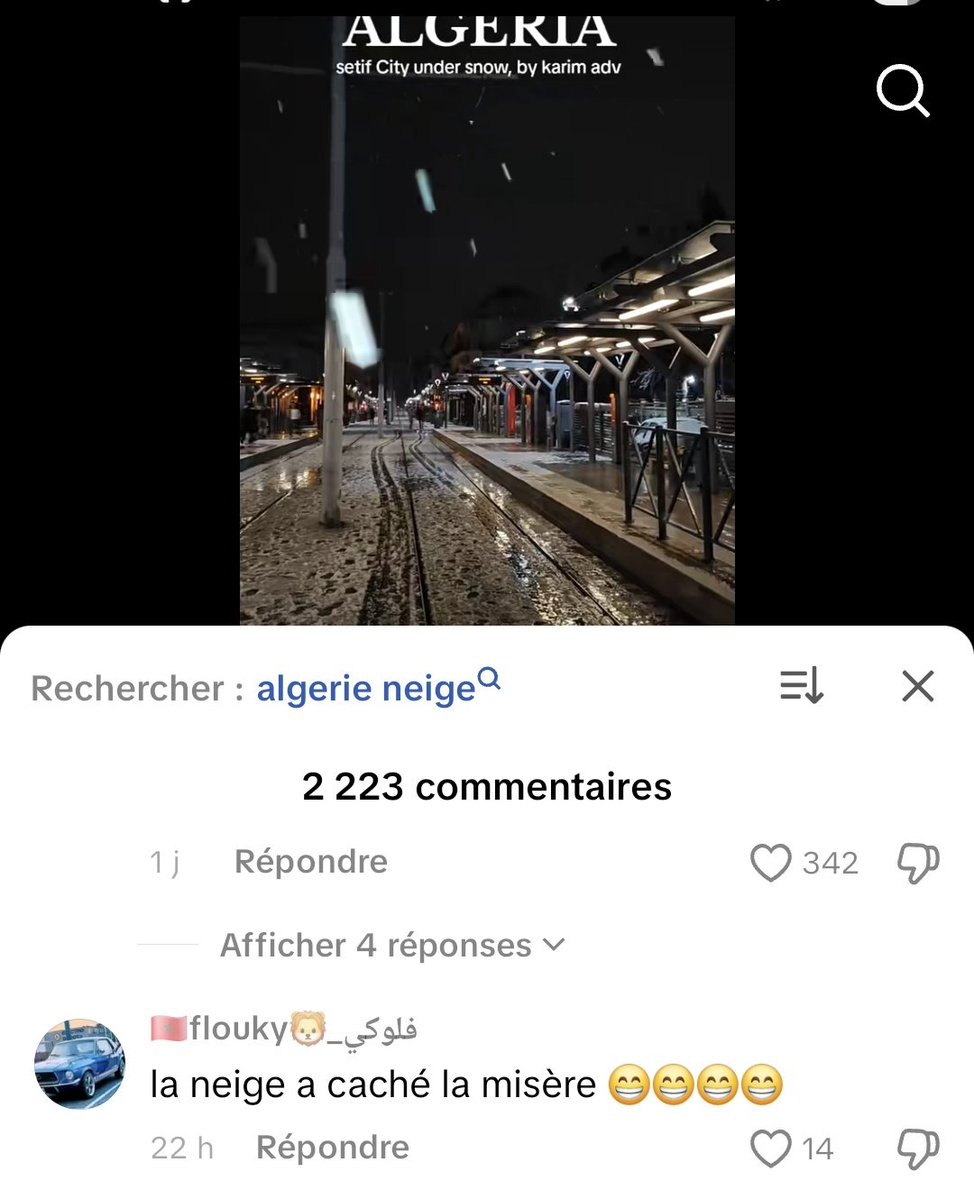 المروكي وهو يتعـ ـذب 👇مين يلقى الجزائريين فرحانين بصور مدنهم وهي تكتسي بالثلج..
