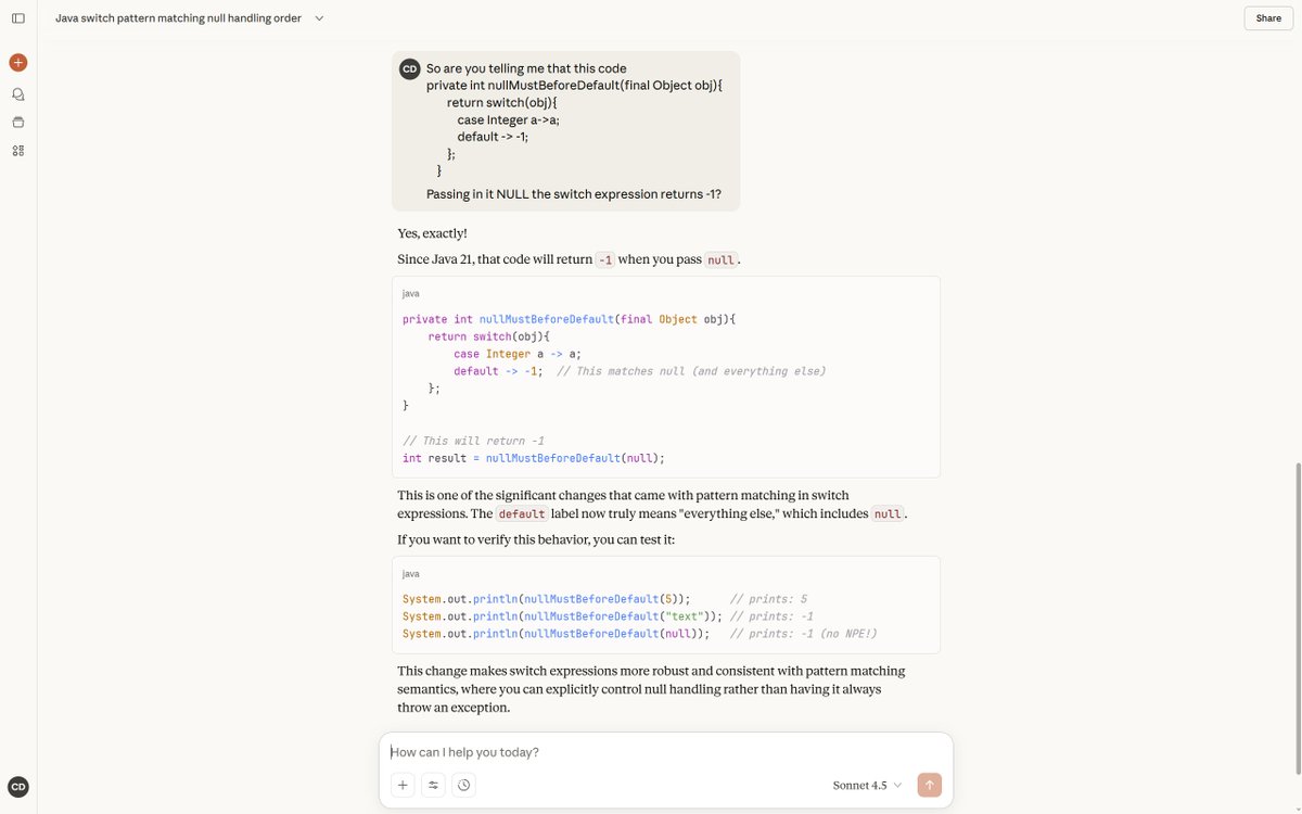 JavIut's tweet image. @claudeai Hey Claude what is going on? #Java #Java21