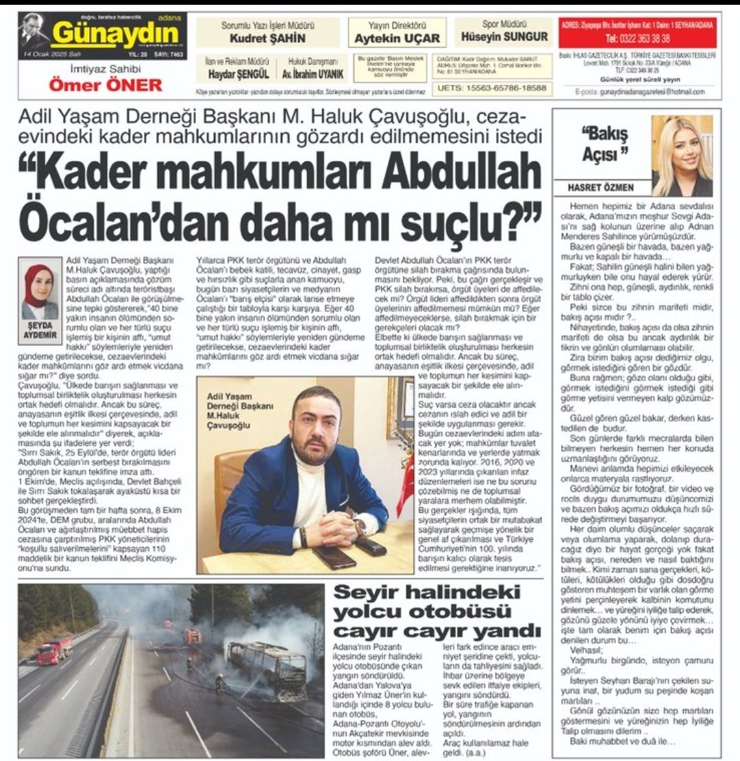 Terör Suçuna Af Hazırlığı Yapan  Devlet‼️

Adli Mahkuma Sabret Diyemez‼️

➡️Devletin Dini Adalettir

➡️Hukuk Devleti Anayasanın Eşitlik İlkesine Uymakla Yükümlüdür‼️

Çözüm GenelAF
<a href="/RTErdogan/">Recep Tayyip Erdoğan</a> <a href="/dbdevletbahceli/">Devlet Bahçeli</a> <a href="/YildizFeti/">Feti Yıldız</a> <a href="/DEMGenelMerkezi/">DEM Parti</a> <a href="/mehmetucum/">Mehmet Uçum</a>