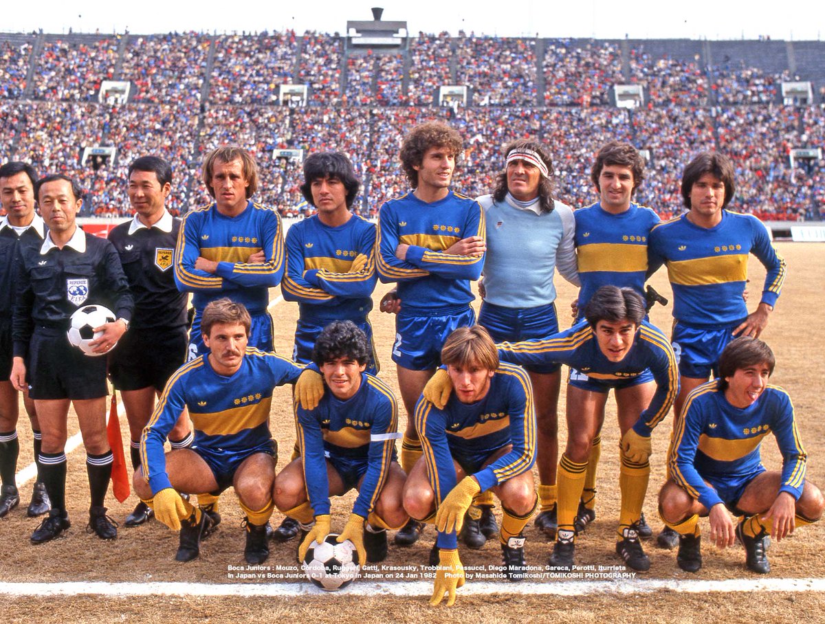 tphoto2005's tweet image. Boca Juniors : Mouzo, Córdoba, Ruggeri, Gatti, Krasousky, Trobbiani, Passucci, Diego Maradona, Gareca, Perotti, Iturrieta
Japan vs Boca Juniors 0-1 at Tokyo in Japan 
on 24 Jan 1982    
Photo by Masahide Tomikoshi/TOMIKOSHI PHOTOGRAPHY