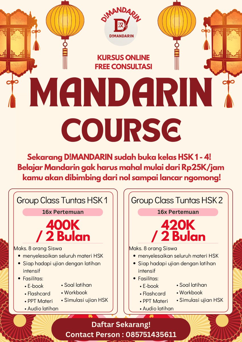 D!Mandarin Course | Les Mandarin termurah tweet media