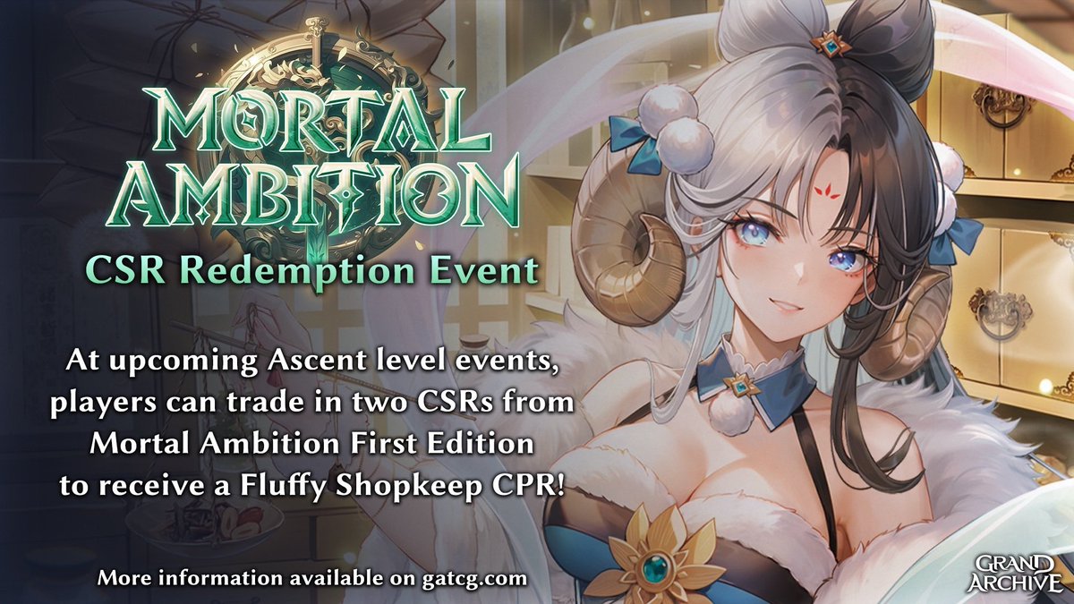 We're excited to announce upcoming Mortal Ambition CSR Redemption
