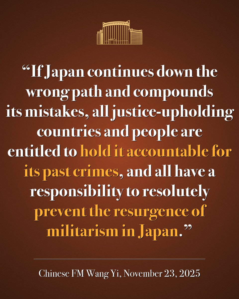 SpoxCHN_LinJian's tweet image. Chinese FM Wang Yi:
It is shocking for a sitting Japanese leader to openly send the wrong signal of attempting to intervene militarily in the Taiwan question, saying what should not be said and crossing a red line that must not be crossed.

China must respond with resolve—not…