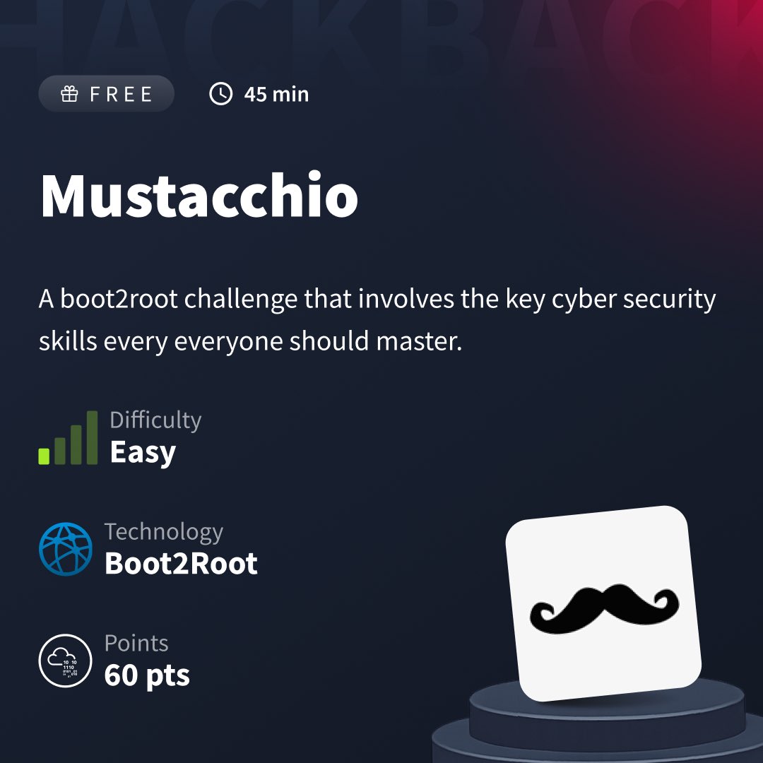 tryhackme's tweet image. Introducing HackBack 🔥
Where we spotlight iconic TryHackMe rooms that deserve another run.

First up? Mustacchio.
An old favourite, a solid challenge, and the perfect place to sharpen your Boot2Root skills.

👉 Jump into Mustacchio and start hacking tryhackme.com/room/mustacchi…