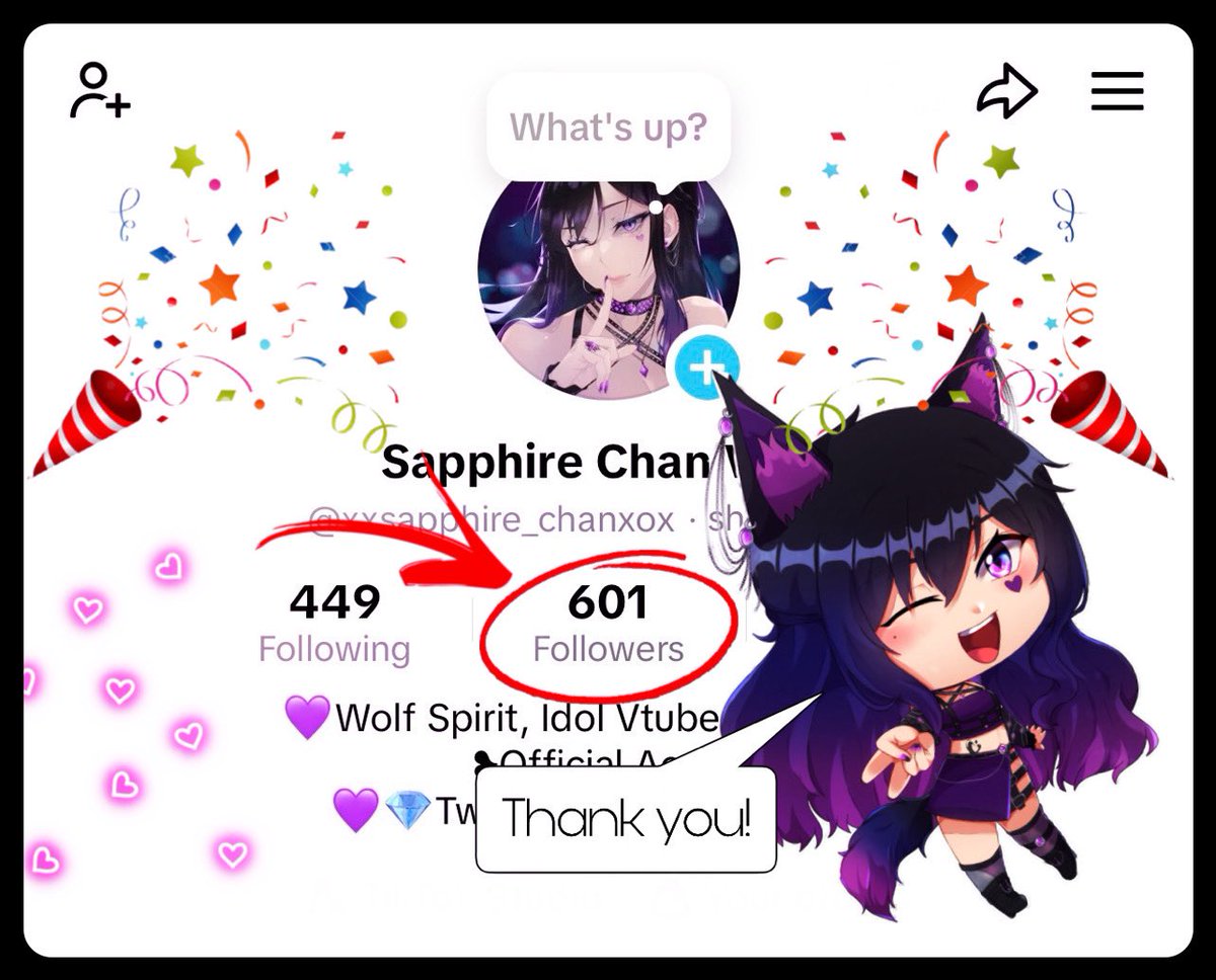 ♡︎💜Thank You For Giving My Duet A Lot Of Reach!!! We Hit 600 Followers On Tik Tok!!!💎༄

Ahhh finally I am one of those people with more followers than following XD I will do my best again and keep posting!💜💎