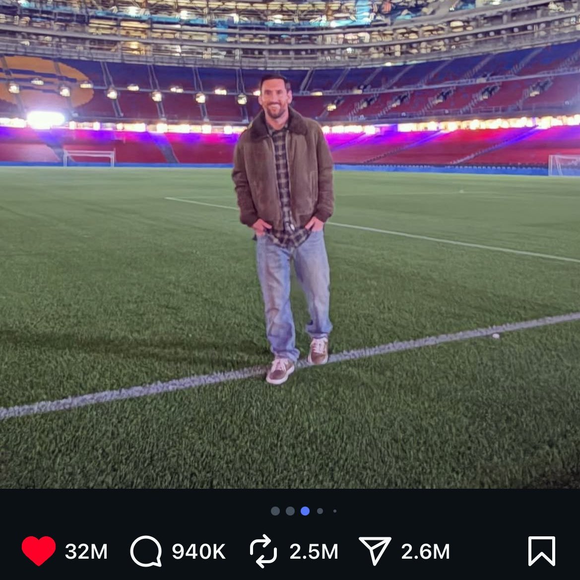 🚨| BREAKING: Messi’s Camp Nou post is now the most-liked individual post on IG this year.