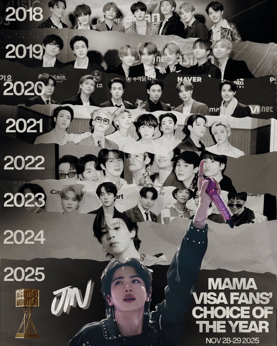 thejinfantry's tweet image. 📣 ARE YA’LL READY TO GIVE JIN DAESANG?! Let’s not break the streak! Let’s win this year’s MAMA Visa Fans’ Choice of The Year! 💪🔥

🗳️ MNET APP
📆 November 28 - 29, 2025

#DaesangForJin