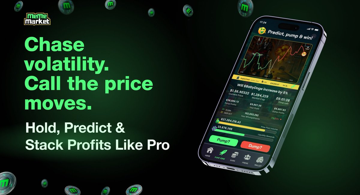 chime1813559's tweet image. Welcome to @MemeMarketFun Market the ultimate arena for traders who love the thrill of rapid price action and high-energy market swings.

With our sleek and intuitive mobile platform, you can:

💹 Predict short-term price movements on trending tokens
📈 Track live charts and…