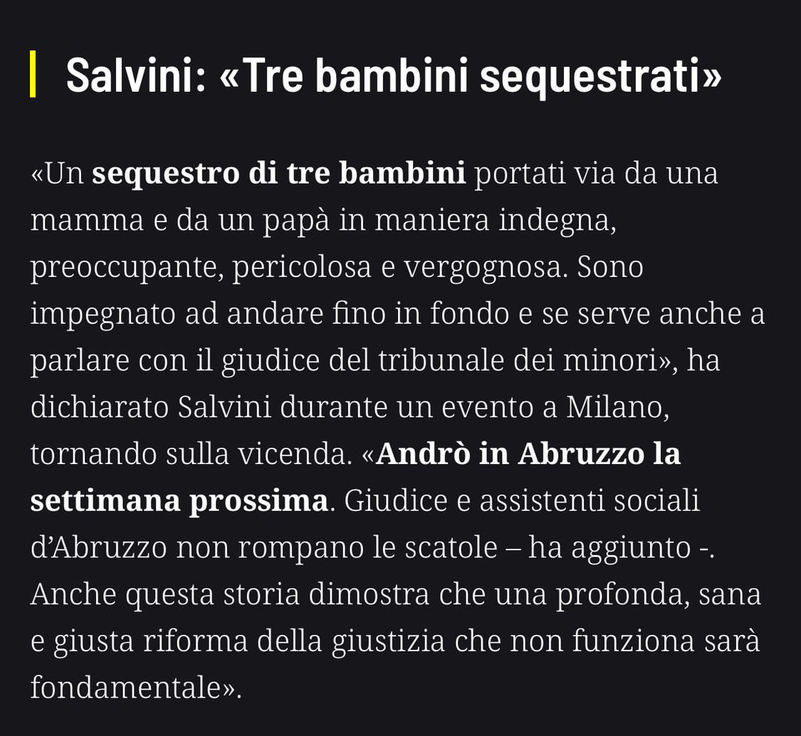 stanzaselvaggia's tweet image. Quello che Salvini e certa stampa stanno scatenando contro la giudice che ha ritenuto di dover tutelare dei minori allontanandoli dalla casa in cui vivevano è spaventoso, intimidatorio e osceno. Basta leggere il provvedimento per comprendere che era una casa in cui mancavano…
