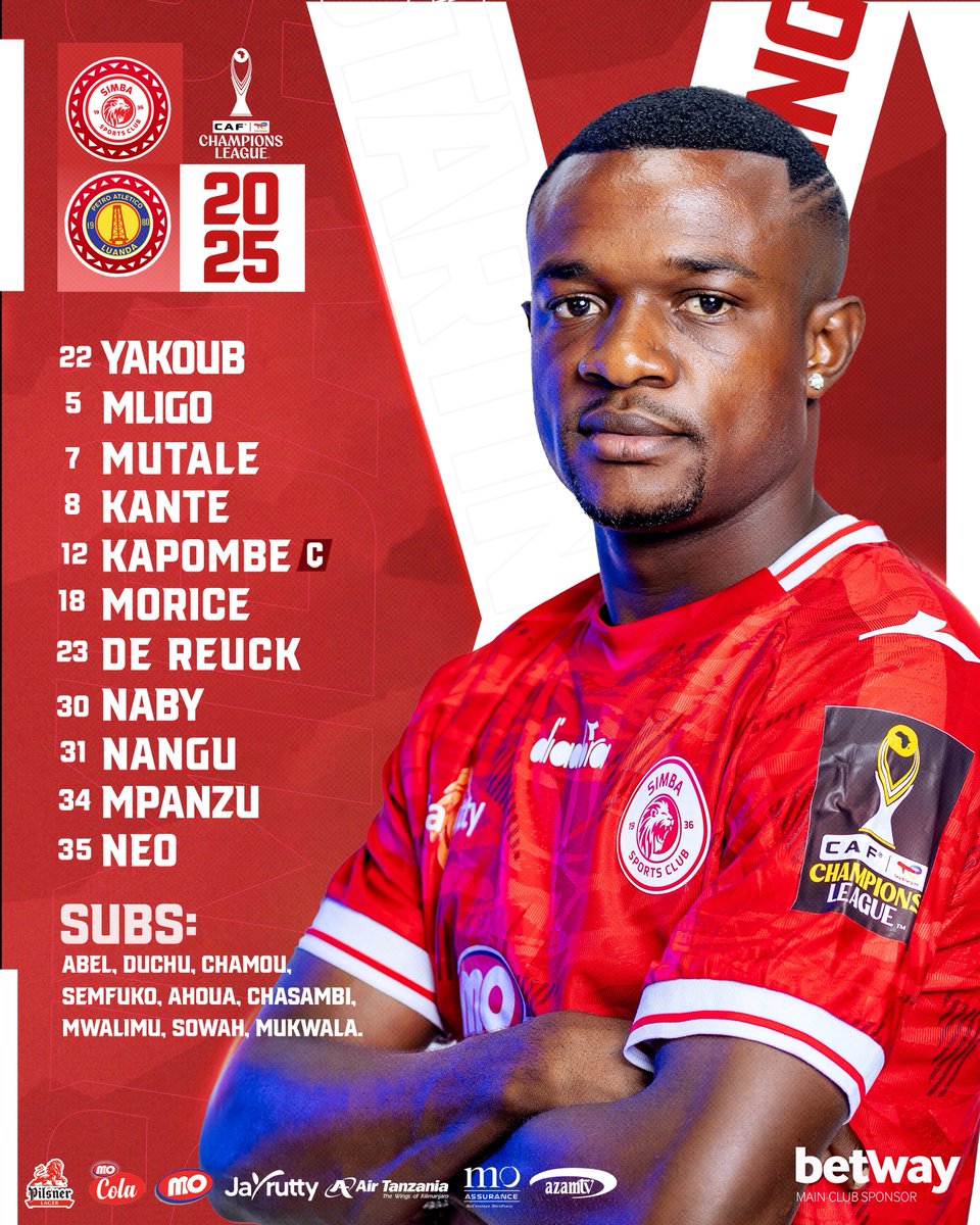 SimbaSC_EN's tweet photo. Starting line up. #TotalEnergiesCAFCL #NguvuMoja https://t.co/1TEUDkq9xh