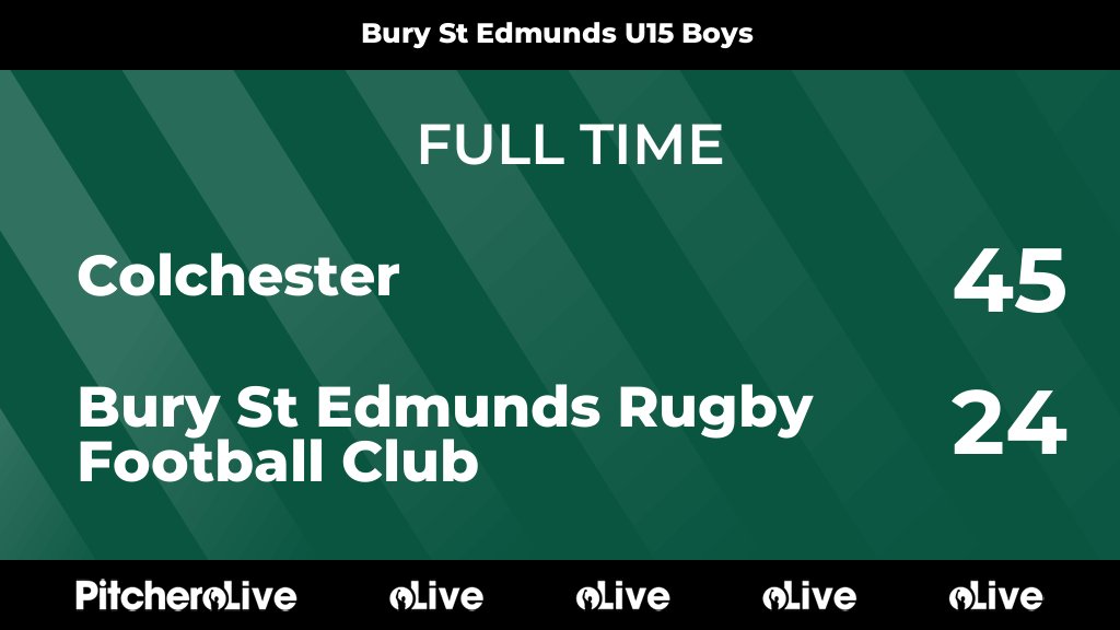 FULL TIME: Colchester 45 - 24 Bury St Edmunds Rugby Football Club
#COLBUR #Pitchero
bserugby.co.uk/teams/17513/ma…