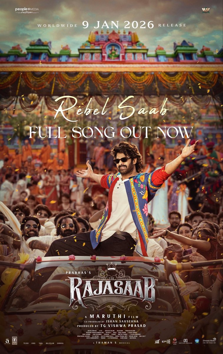 TSeriesFilmsS's tweet image. #RebelSaab FULL SONG OUT NOW

youtu.be/X4KyoX0Adsg

Witness The Rebel’s Arrival, From Jan 9th, 2026🔥

#TheRajaSaab #Prabhas