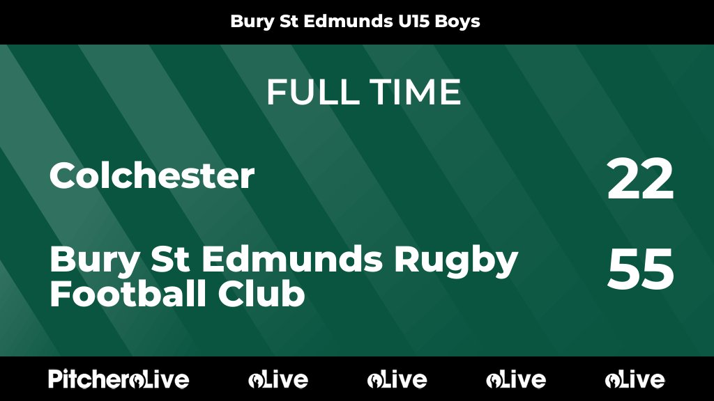 FULL TIME: Colchester 22 - 55 Bury St Edmunds Rugby Football Club
#COLBUR #Pitchero
bserugby.co.uk/teams/17513/ma…
