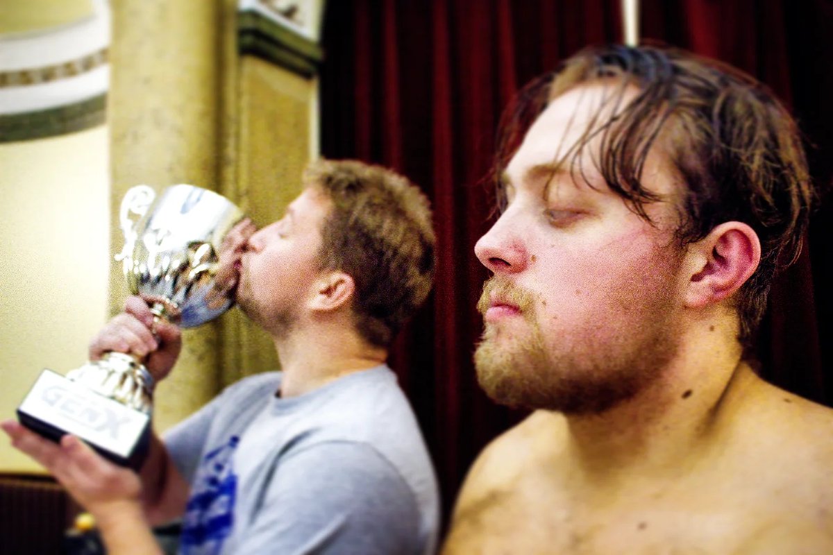 The learning journey of <a href="/ItsHardManDan/">H.M.D</a> continued at <a href="/NGWrestlingUK/">NGW- New Generation Wrestling</a> Eternal Glory.

Here he is, respectfully averting his eyes, as Ace Matthews and the Gen X Trophy have a moment.

That's right, Ace Matthews is now a True Double NGW Champion.

📷 IG: blueeyesandvillains