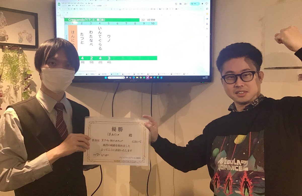 suahl_osaka's tweet image. 11月の　#スアールアドバンスカップ
優勝は、はんにゃさんです！
名古屋、大阪店で今年3回目の優勝となりました🏆
おめでとうございます🎉