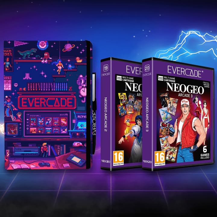 It's not too late to pre-order the NEOGEO bundle! 👀 

Includes:
🕹️ NEOGEO Arcade 2 Cartridge
🕹️ NEOGEO Arcade 3 Cartridge
🕹️ An exclusive pixel art notebook and an Evercade pen

Pre-order here: funstock.co.uk/products/neoge…