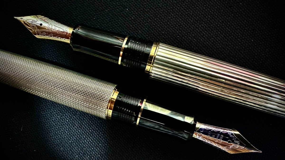 パイロット万年筆 カスタム748 スターリングシルバー軸 ストライプ柄に