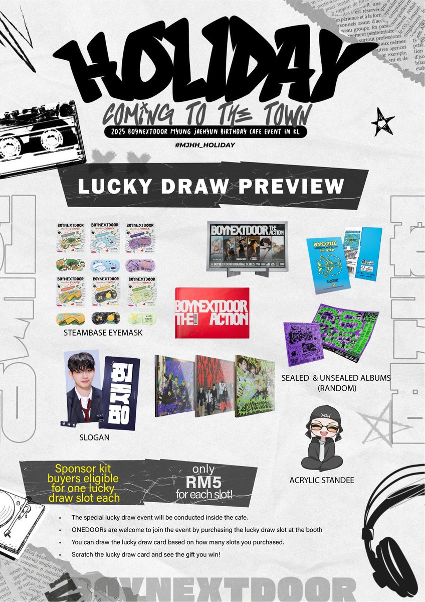 MSH_Headliner's tweet photo. 🍀 LUCKY DRAW PREVIEW 🍀 

Holiday mood ON, hiphop mode UP! 🕶️🎄

Join Holiday Coming To The Town : Jaehyun Special, only RM5 per slot.

And because we love good vibes — every sponsors gets one free draw! 🎁💫

Come and try your luck with us! https://t.co/F8KuzB5wfv