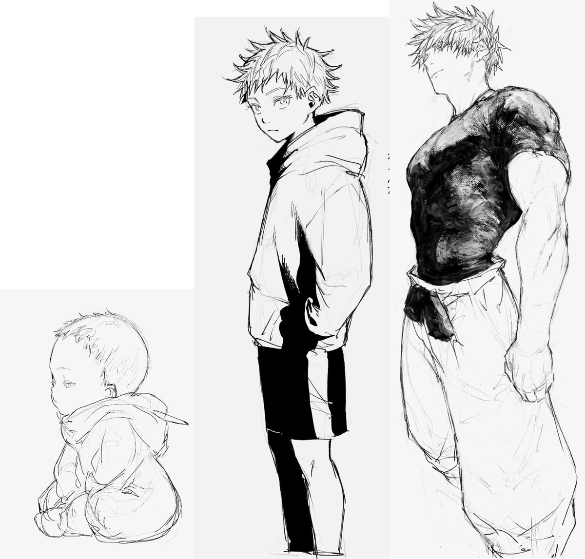 ILovegojo55555's tweet image. ちょっと分かりやすく昔描いた絵並べてみてんけど、良い……ｲｲｿﾞ……推しの成長過程でしか得られない栄養素がある