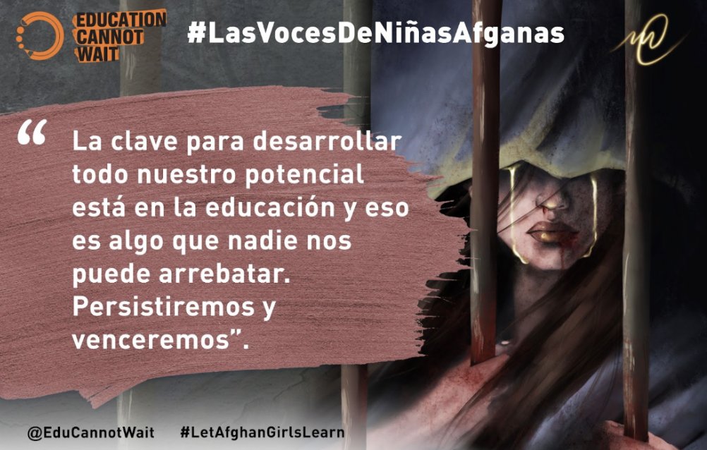 EduCannotWait's tweet image. “La clave para desarrollar nuestro potencial está en la educación, eso es algo que nadie puede arrebatarnos. Persistiremos y venceremos”.

La campaña #AfghanGirlsVoices de @EduCannotWait amplifica las voces de niñas🇦🇫privadas del derecho a la #educación.…