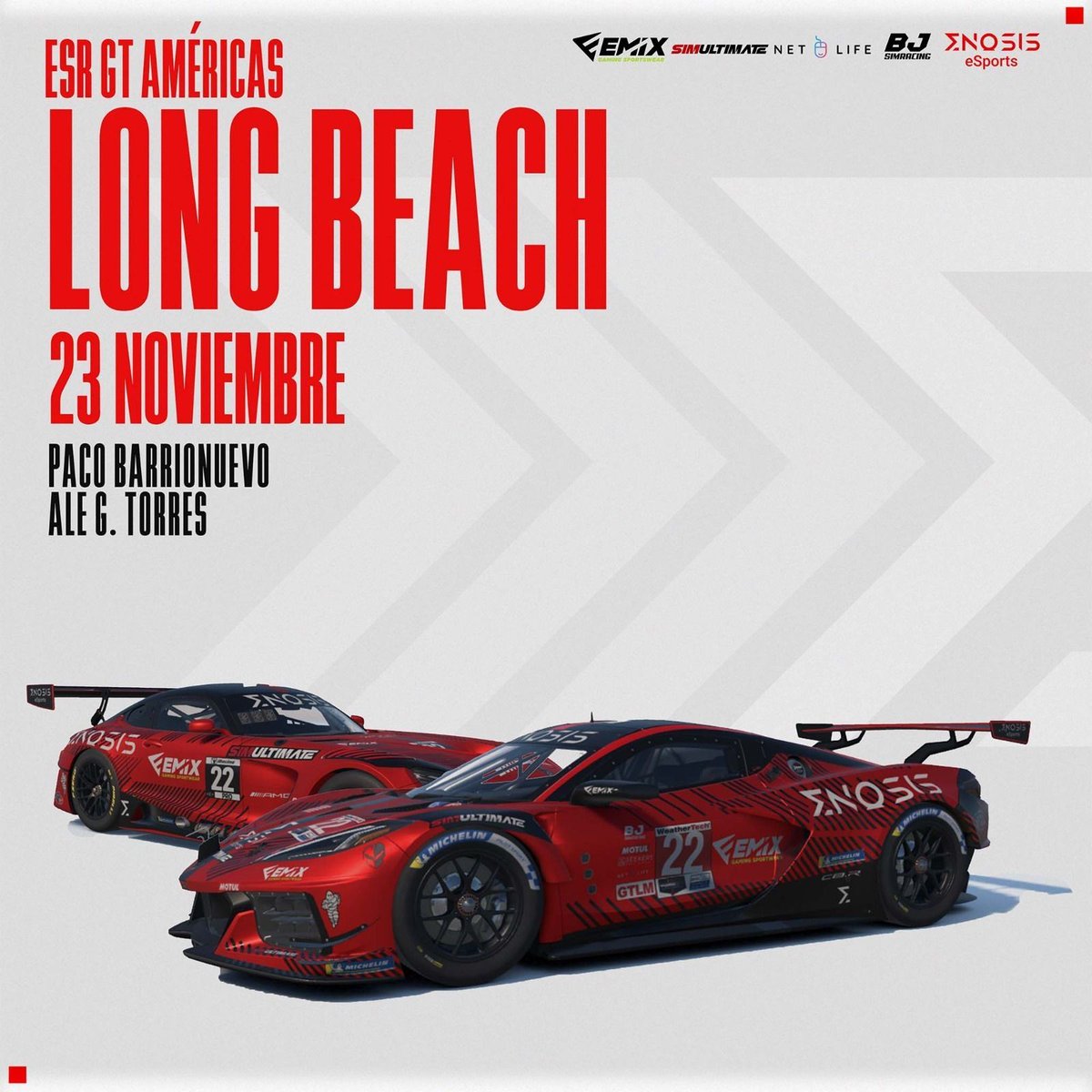 🏁 ESR GT Américas <a href="/Evolutionsimra1/">Evolutionsimracing</a>

🗺️ Long Beach

🚘Francisco Barrionuevo  - <a href="/paco_elchino/">Paco Elchino</a>

🚘Ale G Torres - <a href="/puti_SIMO/">AleGTorres@SIMO</a>
 
📆23/11/25 

📺 youtube.com/@evolutionsimr… 

🌐 evolutionsimracing.co.uk 

#iracing #eSports #simracing

<a href="/Emix_Gaming_/">EmixGaming</a>