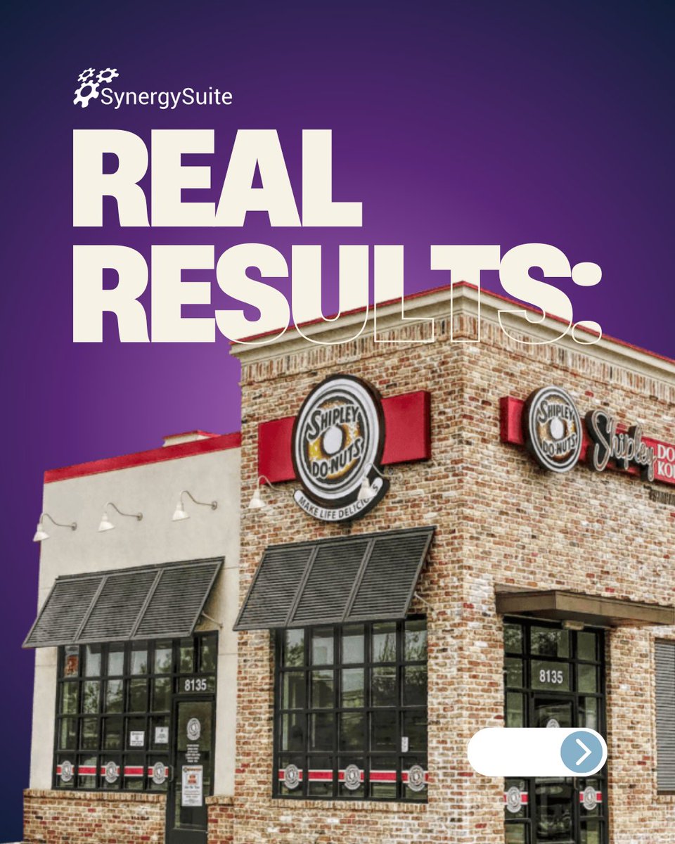 SynergySuite's tweet image. Real brands. Real outcomes ⚡ Shipley Do-Nuts gained better visibility and faster decisions across 300+ shops with SynergySuite.
#RestaurantOps #SmartOps #CaseStudy