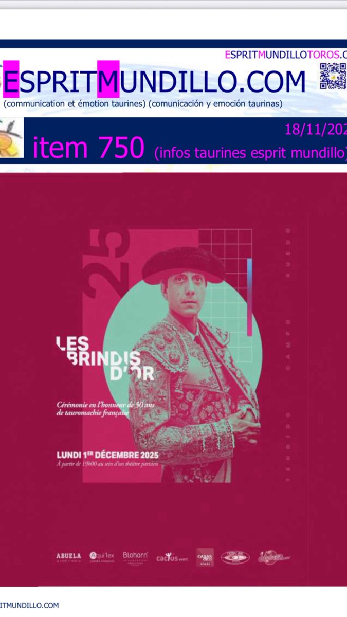 infos taurines esprit mundillo 750 en la web espritmundillo.com