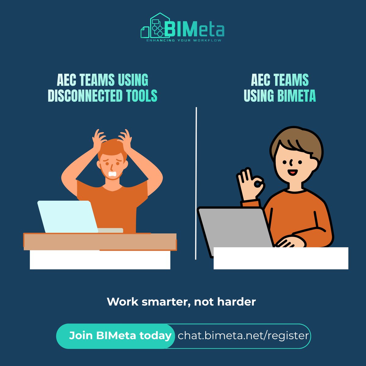 BIMeta_Corp's tweet image. Switching tools causes frustration, lost data, and delays. Work smarter with BIMeta to streamline your workflow and keep your projects on track. #bimeta #workflowoptimization